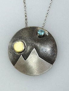 Colorado Sky Blue Topaz with Gold Moon (1" round)
