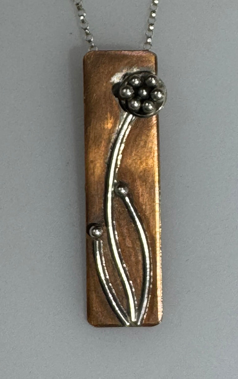 Mixed Metals Flower Pendant