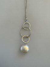 Load image into Gallery viewer, Silver Hoops with Freshwater Pearl
