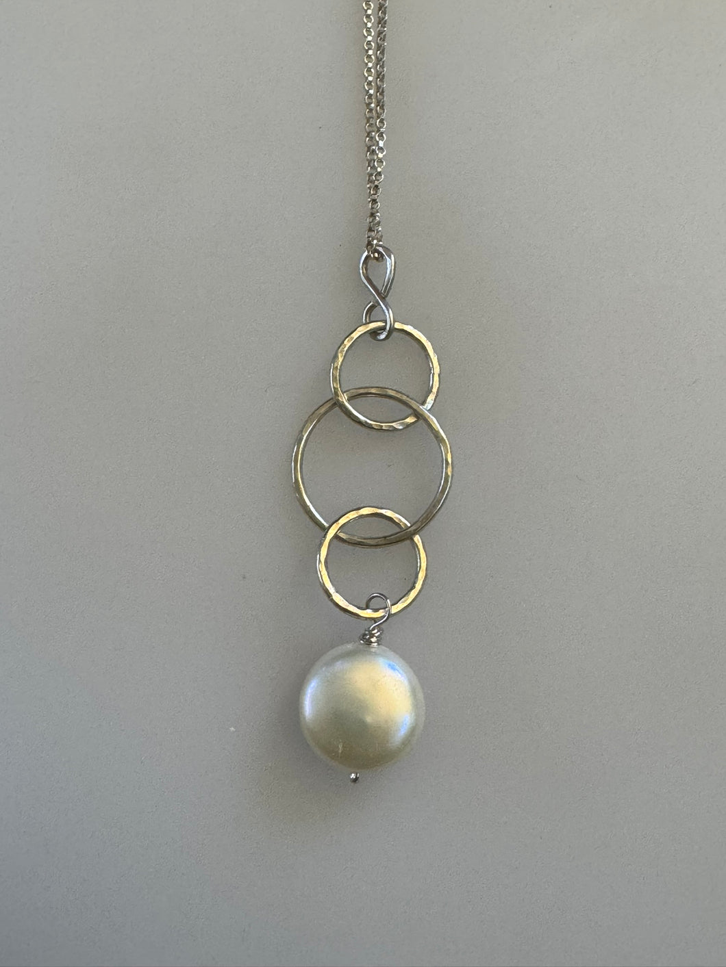 Silver Hoops with Freshwater Pearl