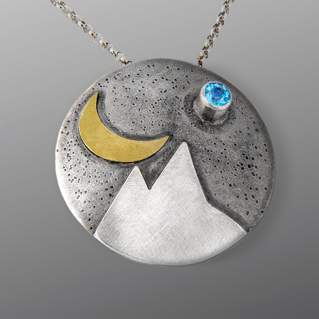 Colorado Sky Blue Topaz with Gold Moon (1 1/8